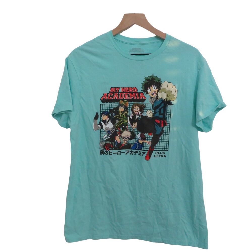 My Hero Academia Mens Sz L Light Blue T Shirt Printed My Hero Academia Front